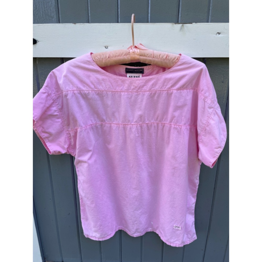 Vintage Guess Georges Marciano Pink Short Sleeve Blouse Top 66372 Womens Small